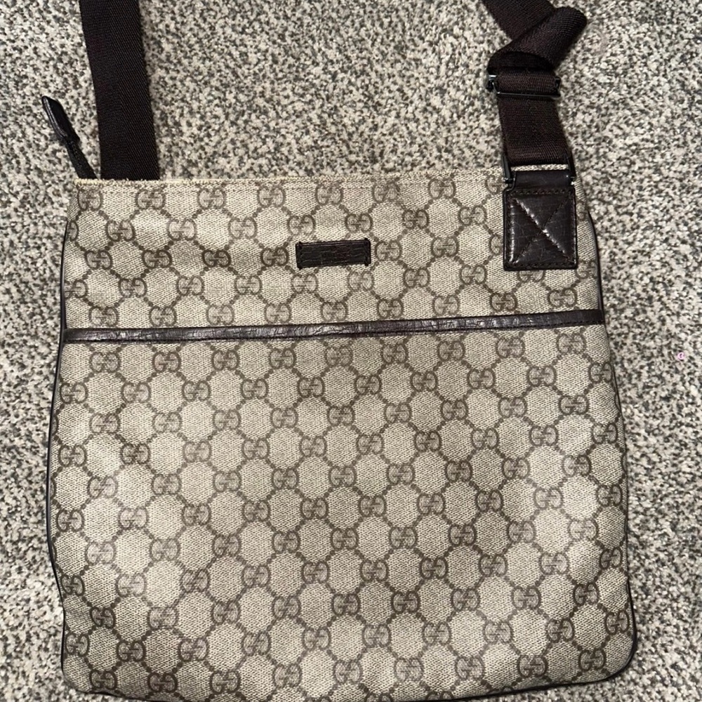 Vintage Gucci Beige and Dark Brown GG Pattern Bag